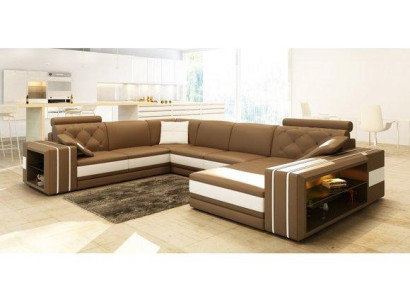 Living landscape Corner sofa Leather sofa Sofa Couch Upholstery Seat Corner Suite DonbassB