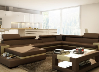 Leather sofa Corner sofa U-shape Couch Living landscape Designer Seat Corner LEONARDO-B