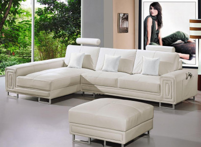 Leather sofa sofa couch upholstery corner suite 190x334cm Living landscape L-shape 2055