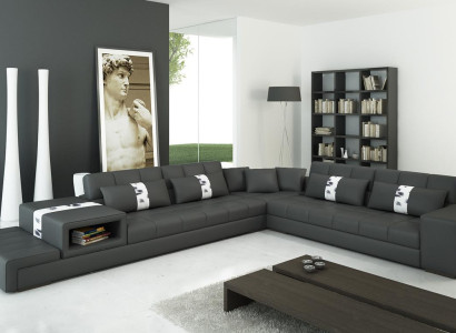 Leather sofa Couch Living landscape Corner sofa Corner Suite Design Sofa Modern