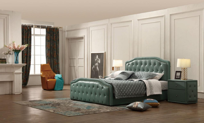 Modern Design Hotel Bed XXL Beds Luxury Double Leather Chesterfield 180x200cm