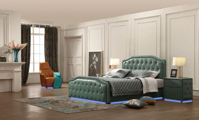 Modern Design Hotel Bed XXL Beds Luxury Double Leather Chesterfield 180x200cm