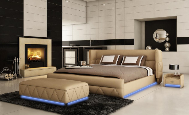 Modern Design Bed Hotel XXL Beds Luxury Style Double Leather 140 160 180x200cm