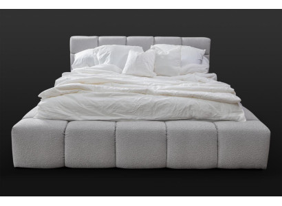 Bed gray double bedroom luxury design elegant upholstery fabric new