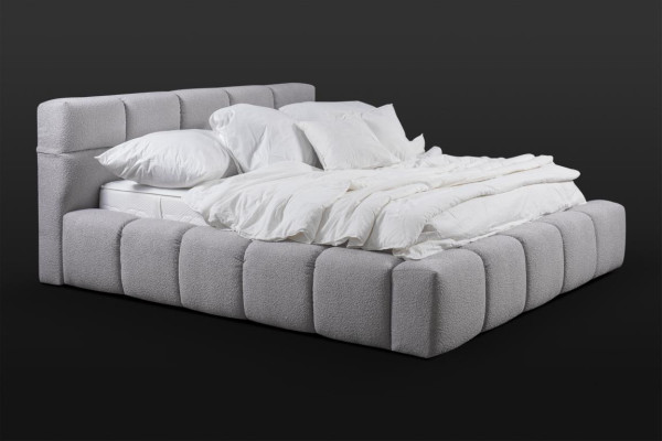 Bed gray double bedroom luxury design elegant upholstery fabric new