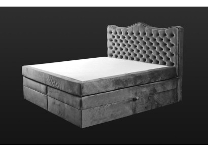 Bed frame gray chesterfield Bedroom design elegant Fabric Classic Furniture