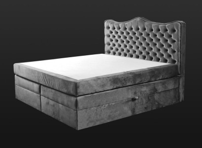 Bed frame gray chesterfield Bedroom design elegant Fabric Classic Furniture