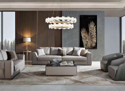 Elegant 3+2+1+1 sofa set Exquisite design in stylish gray tone