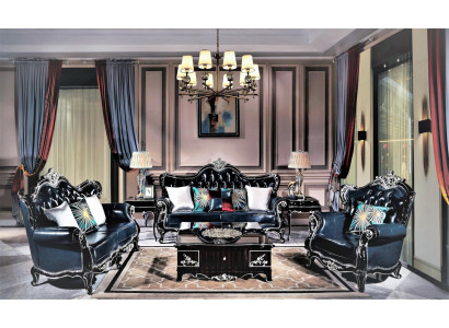 Classic s Chesterfield sofa set 3+2+1 in Ultra Black