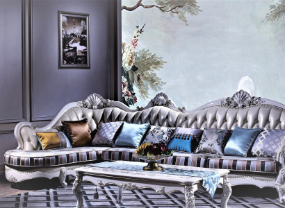 Large Chesterfield corner sofa with side table - olive green and classic