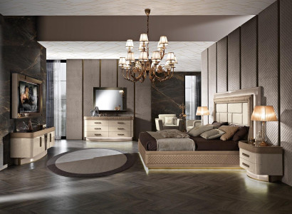 Bed Bedside table Chest of drawers Bedroom Set Design Luxus Complete Italy new 7-piece.