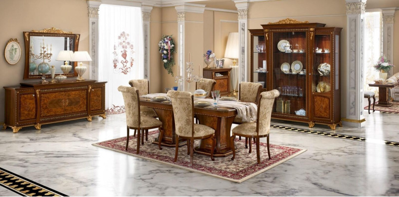 Suite Dining room Set Display case Table 6x Chair Chest of drawers Mirror Baroque new 10pcs.