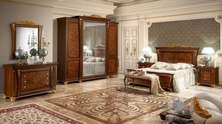 Baroque Rococo Luxury Set Beds Sets Bedside table Wardrobe 7 pcs. Bedroom