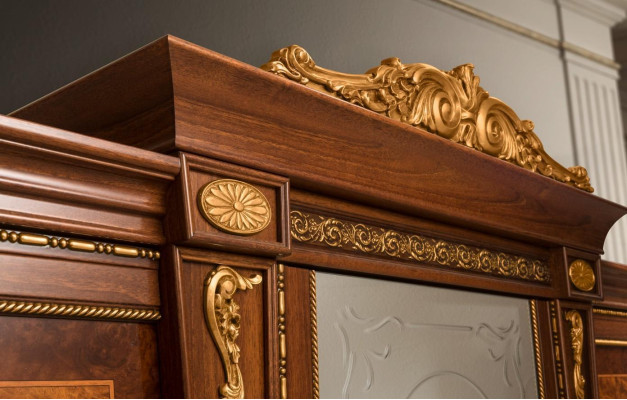 Baroque Rococo Luxury Set Beds Sets Bedside table Wardrobe 7 pcs. Bedroom