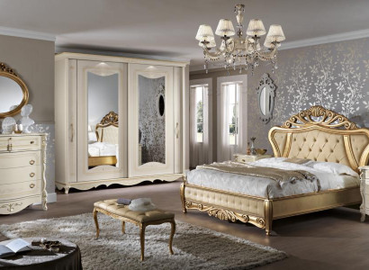 Double bed Bedroom Furniture Wardrobe Bedside table with drawers Chest of drawers 5pcs