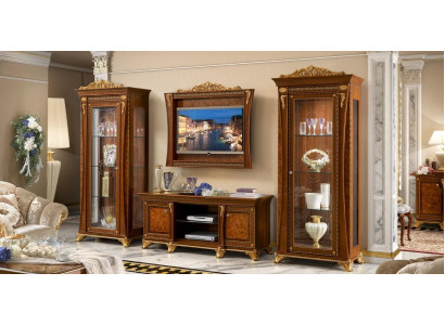 Set 4 pieces Living room TV cabinet 2x Display case tv Frame Wood Luxury Suite Group Italy