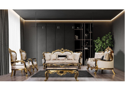 Sofa Chesterfield Baroque Couch 5-piece set Sofa set 3+3+1+1 Seat Coffee table