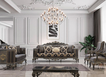 Sofa Chesterfield Designer Group 5-piece set Sofa set 3+3+1+1 Seat Coffee table