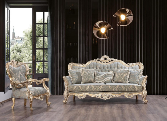 Sofa set Classic Luxury Sofas Armchair Living room set 3+1 Seat Chesterfield