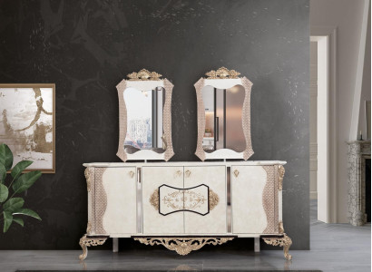Sideboard with Mirror Suite Ess Baroque Chests of drawers Wood Chest of drawers Wood Wardrobe new
