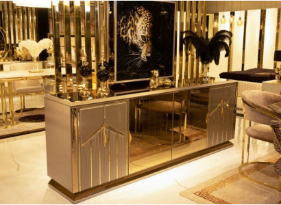 Sideboard Sideboard High Gloss XXL Chest of drawers Living room Wood Furniture Italy Display case