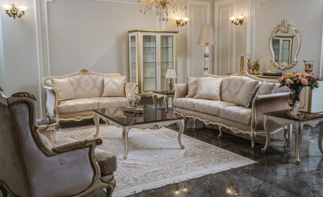 Display case Wood Furniture Wardrobe Showcases Baroque Rococo Gold White Glass Cabinet