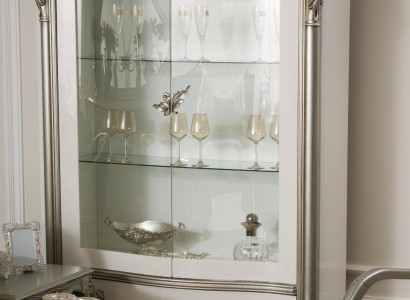 Classic Silver Display Case French Style Furniture Sideboard Glass Cabinet