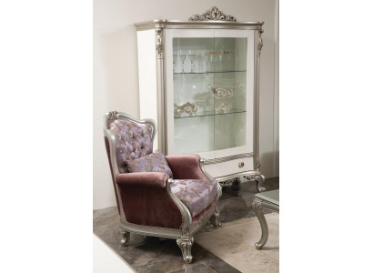 Classic r Armchair with Floral Pattern Purple Sofa Single Seater Baroque Rococo