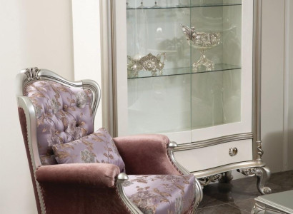 Classic r Armchair with Floral Pattern Purple Sofa Single Seater Baroque Rococo