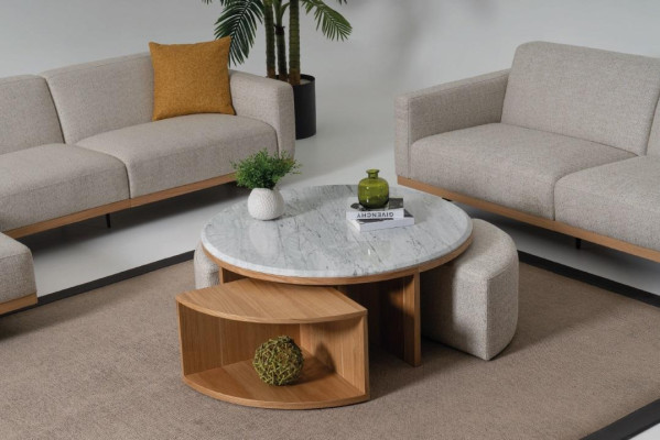 Living room furniture Set Designer Armchair 2x Wall unit Coffee table