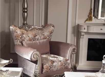 Upholstered Armchair Purple with Floral Pattern Sofa Couch Living room Baroque
