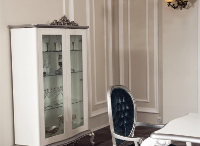 Display case White Glass Cabinet Design Classic Wardrobe Luxury Wood Furniture