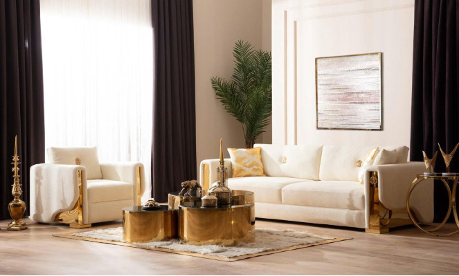 Design Single Seater Armchair Textile Living room Lounge Metal Luxury Design Sofa Furniture