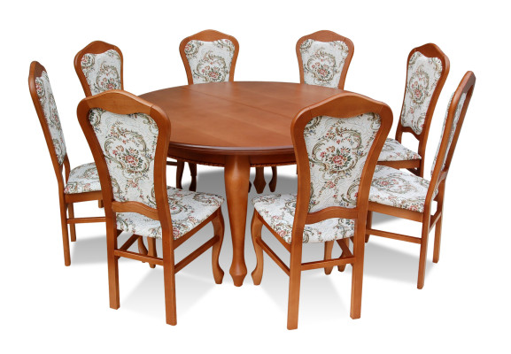 Classic r Round Round Table Wood Design Dining room Tables + 8 Chairs
