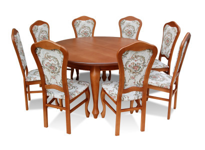 Classic r Round Round Table Wood Design Dining room Tables + 8 Chairs