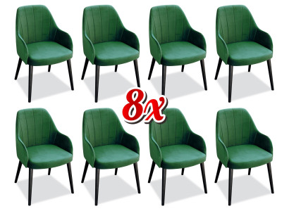 Dining room Chairs Fabric Set 8x Armchair Chair Designer Wood Textile Upholstery Chairs