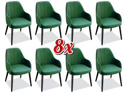 Dining room Chairs Fabric Set 8x Armchair Chair Designer Wood Textile Upholstery Chairs