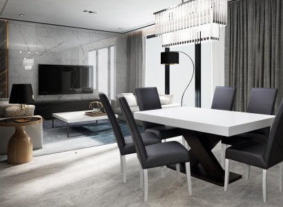 Dining room Set Display case Dining table 6x Chair Suite Table Group 7pcs. Modern set