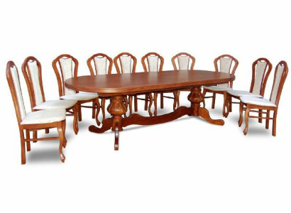 Dining table set consisting of a round table and 10x chairs