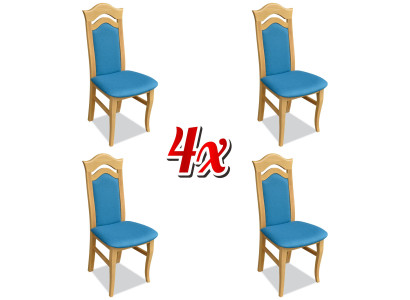 Suite 4x Chairs Lehn Design Seat Upholstery Solid Wood Dining room Group Chair