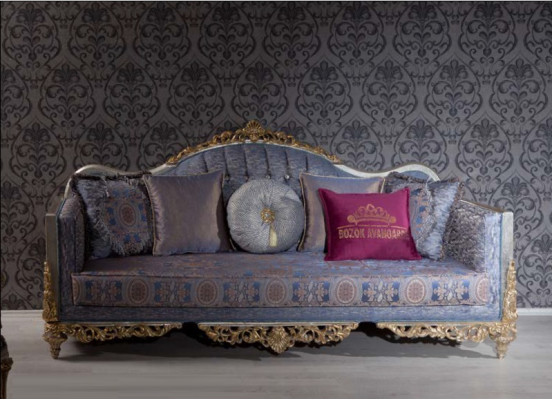 Design Sofa 3 Seater Upholstery Luxury Classic Textile Sofas Chesterfield
