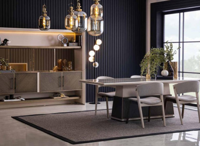 Luxury 6 Piece Dining room Set Dining table 4x Chairs Sideboard 6 Piece modern designer set