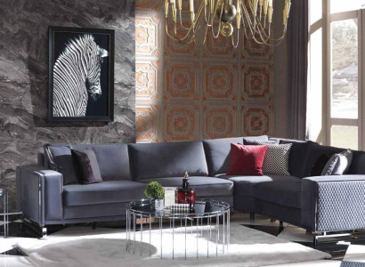Luxury corner sofa L-shape gray corner suite textile sofa couches design sofa
