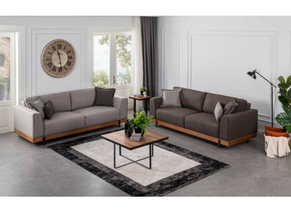 Luxury Sofa Set Set Brown Sofa 3+3 Seater Fabric Sofa Luxury Design