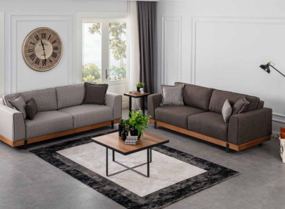 Luxury Sofa Set Set Brown Sofa 3+3 Seater Fabric Sofa Luxury Design