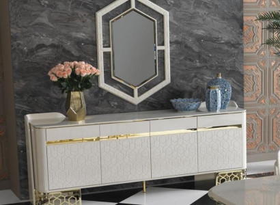 Sideboard Luxury Modern Design Living room High Quality Furniture Chest of drawers Mirror 2pcs