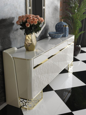 Sideboard Luxury Modern Design Living room High Quality Furniture Chest of drawers Mirror 2pcs