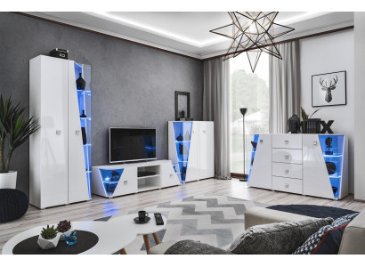 Living room Luxury Furnishings Set 3 pcs Wall unit Designer Furniture Display case Wood