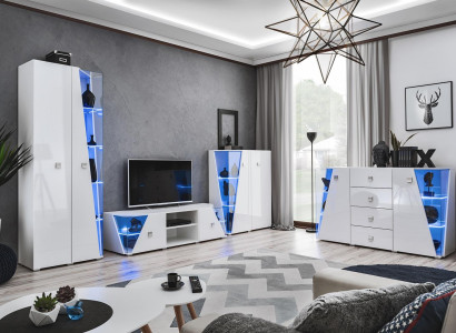 Living room Luxury Furnishings Set 3 pcs Wall unit Designer Furniture Display case Wood