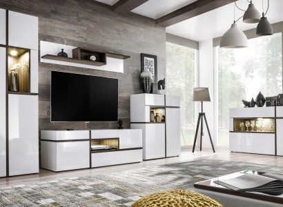 Set 5 pieces Living room TV Lowboard Wardrobe Wall units Wood Modern Furniture new